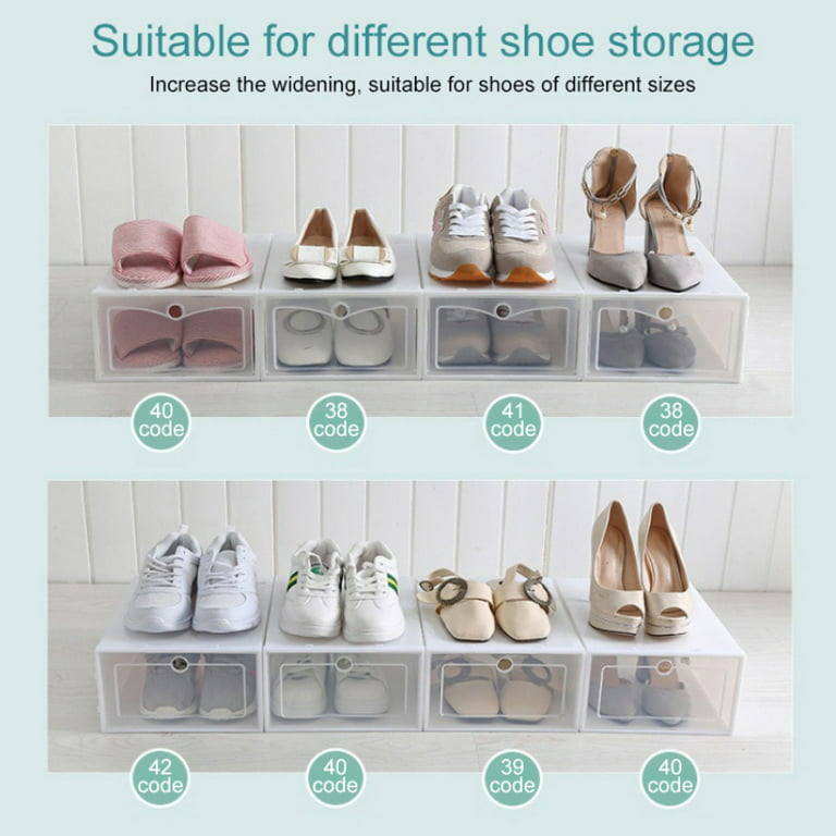 Women Shoe Storage Boxes, Plastic Foldable Stackable Shoe Storage
