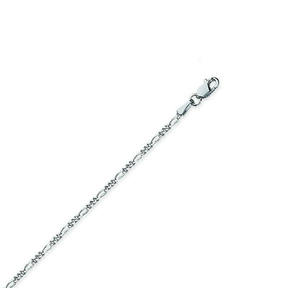 Sterling Silver Rhodium Plated 1.9mm Figaro Chain Necklace Lobster Claw Closure - 18 Inch