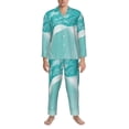 thumbnail image 3 of Disketp Teal Turquoise 1 for Pajamas Set Long Sleeve Sleepwear Mens Button Down Nightwear Pj Sets-Small, 3 of 7