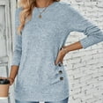 thumbnail image 6 of BLVB Women's Fall Spring Tunic Tops Round Neck Button Long Sleeve Basic Shirts Casual Loose Going out Blouse, 6 of 9