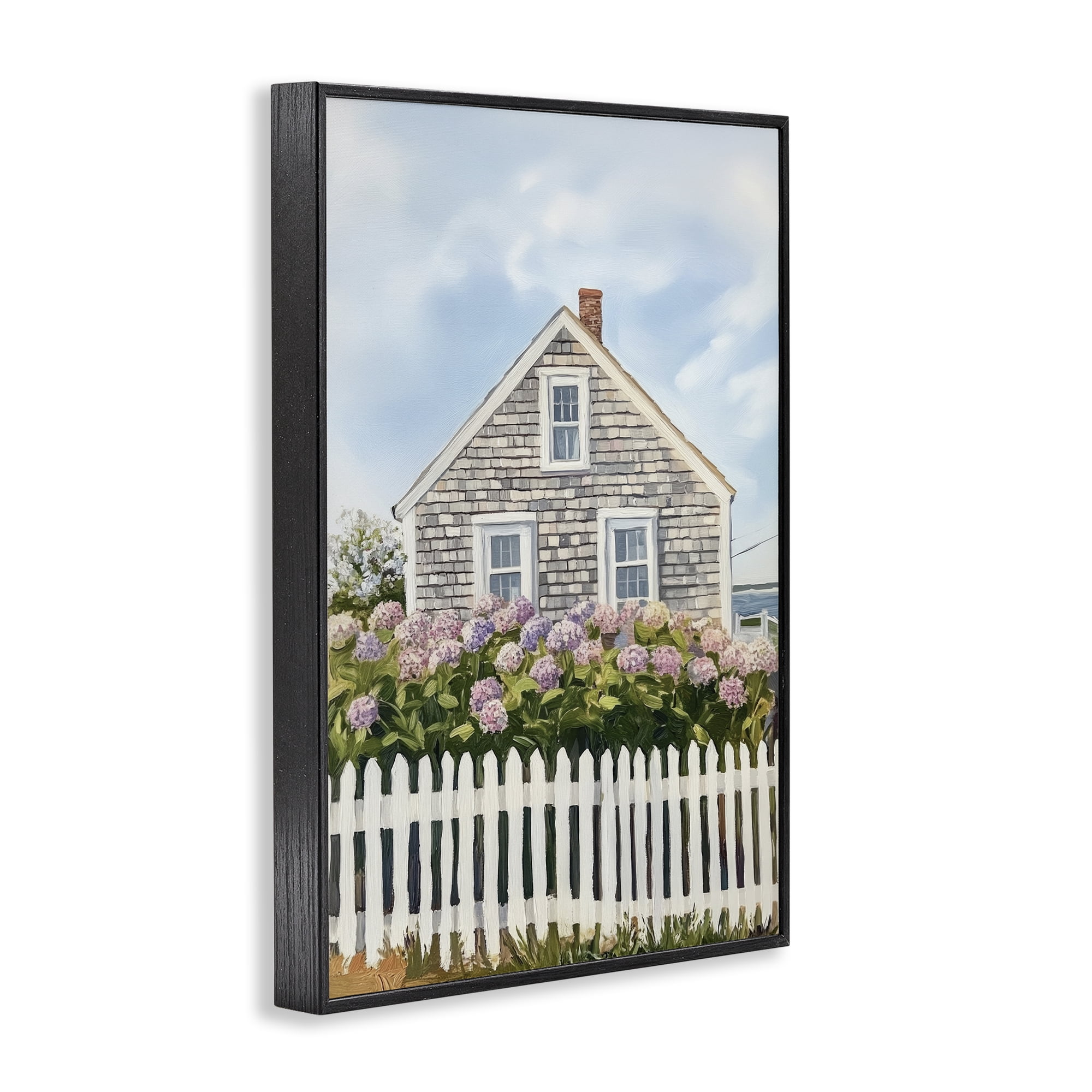 Stupell Industries Coastal Cottage Hydrangea Garden Black Framed Giclee Art, design by Sisi and Seb
