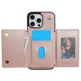 thumbnail image 4 of BKS-003 For iPhone 15 Pro Max Case Tri-Fold Card Holder Kickstand TPU Leather Back Cover with Should, 4 of 5