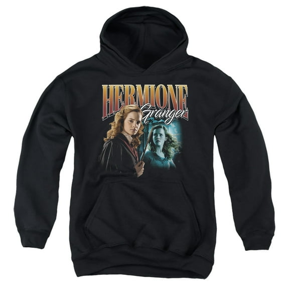 Harry Potter Hermione Granger Homage Youth Kids Boy/Girls Pull-Over Hoodie, Black, Large