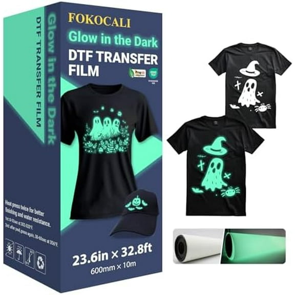 23.6in x 32.8ft DTF Film Glow in The Dark Luminous Film Roll,Cold Peel for T-Shirt Textile$$Art & Craft
