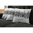 thumbnail image 5 of Ambesonne City Throw Pillow Cover 4 Pack, Sketch of New York Skyscape, 24", Charcoal Grey and White, 5 of 5