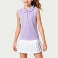 thumbnail image 3 of Odeerbi Niñas Golf Tank Tops Color Sólido Botón de Solapa Sin Mangas Uniforme Escolar Con Bolsillo, 3 of 9