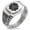Silver, variant on Stainless Steel Sakai Samurai Crest CZ Ribbed Needle Stripe Pattern Biker Style Polished Ring