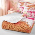 thumbnail image 4 of meiyoeat Ckawaii Highland Cattle Quilt Full,Pink Bow Floral Blossom Full Bedspread Sets For Girls,3pcs,1 Coverlet and 2 Pillowcases, 4 of 7