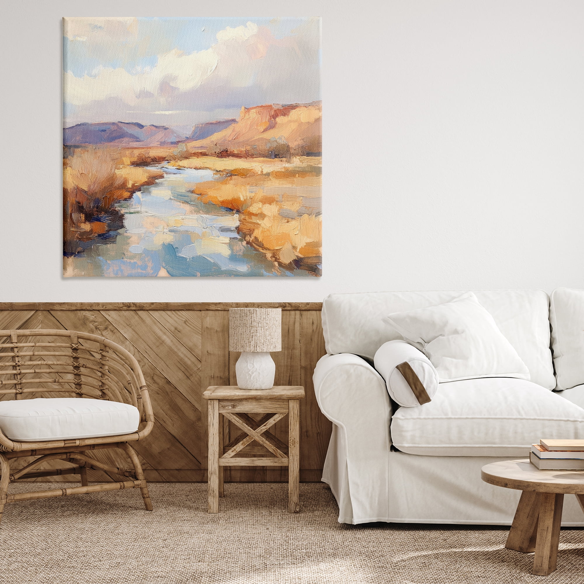 Stupell Industries Plateau River Evening Glow Canvas Wall Art, design by Petal Prints Design
