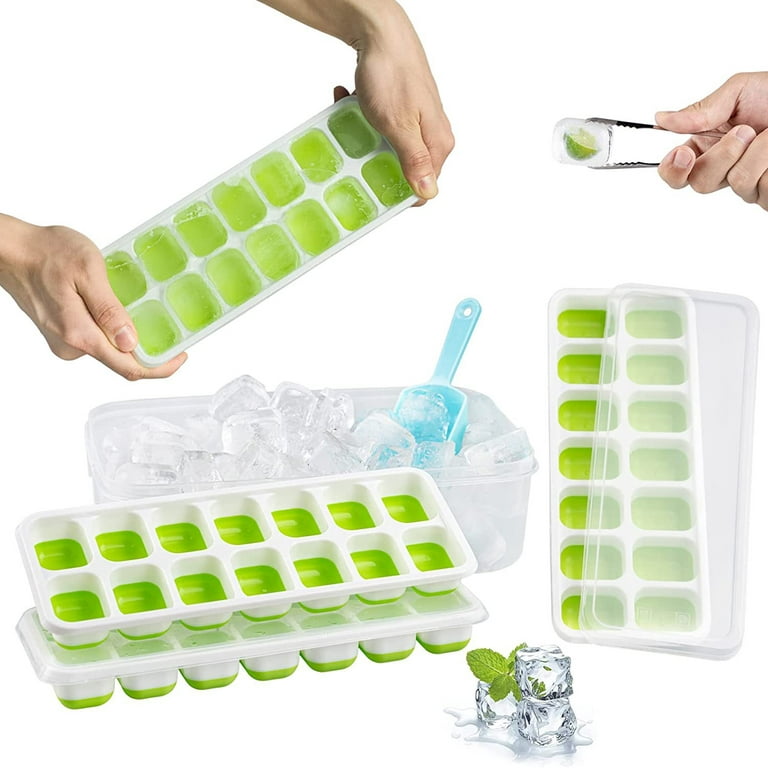 Easy-Release Silicone Flexible 14-Ice Cube Trays with Lid, Ideal Ice  Container for Cocktail, Freezer, Stackable Ice Trays with Covers and Storage  Bin