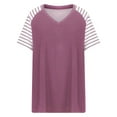 thumbnail image 6 of Fesfesfes Plus Size Tops for Womens Casual Tunic Striped Printed Raglan Short Sleeve T-Shirts V-Neck Tops Blouse 5XL(US:18), 6 of 7