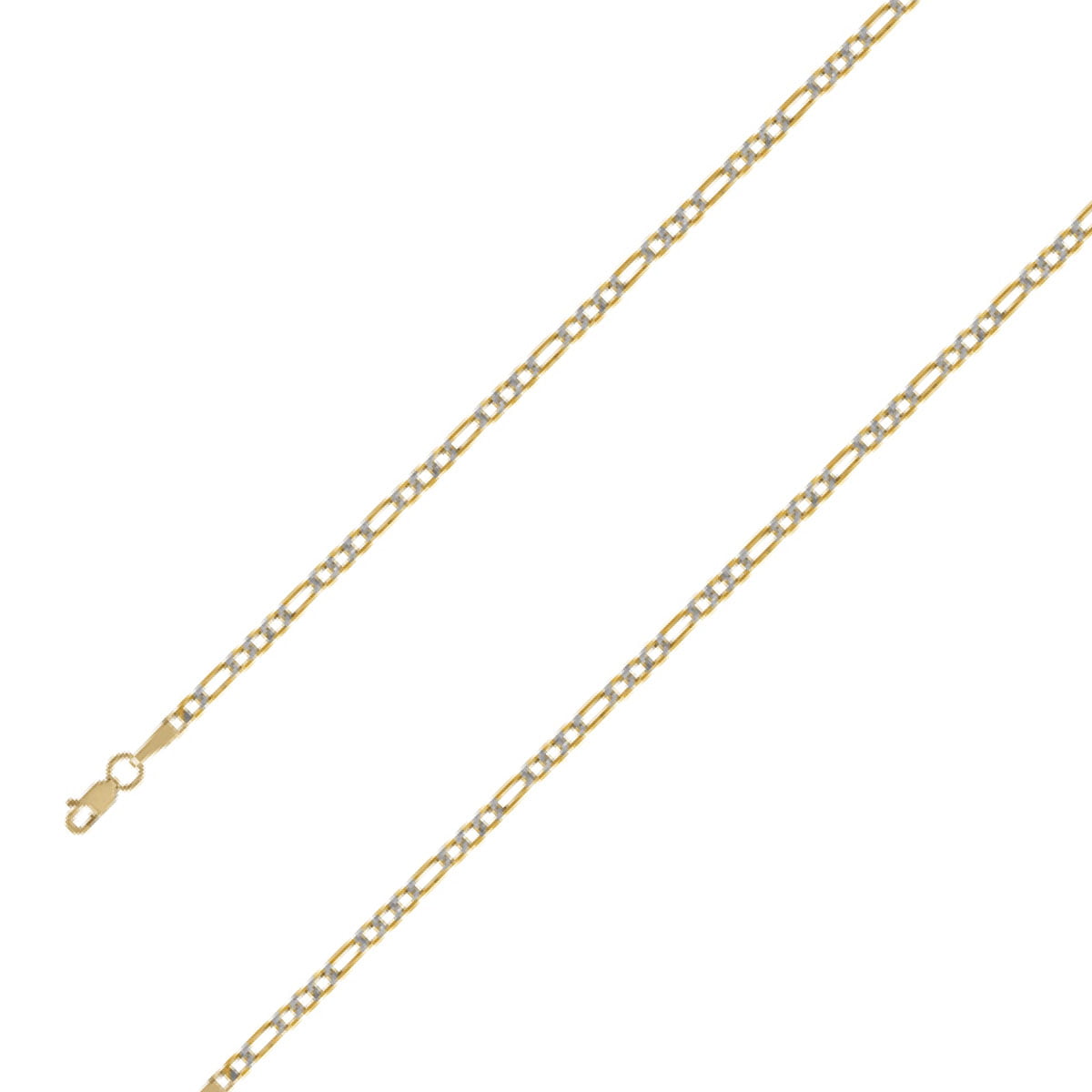 10K Yellow Gold 2.5mm Figaro Chain Necklace Lobster Clasp