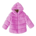 thumbnail image 2 of Girls Fuzzy Fleece Thicken Warm Hooded Jacket Teen Synthetic Fur Patchwork Long Sleeved Zip Up Outwear Coats Fall Winter Comfy Thermal Outfits Clothing for 2-13 Years Kids, 2 of 4