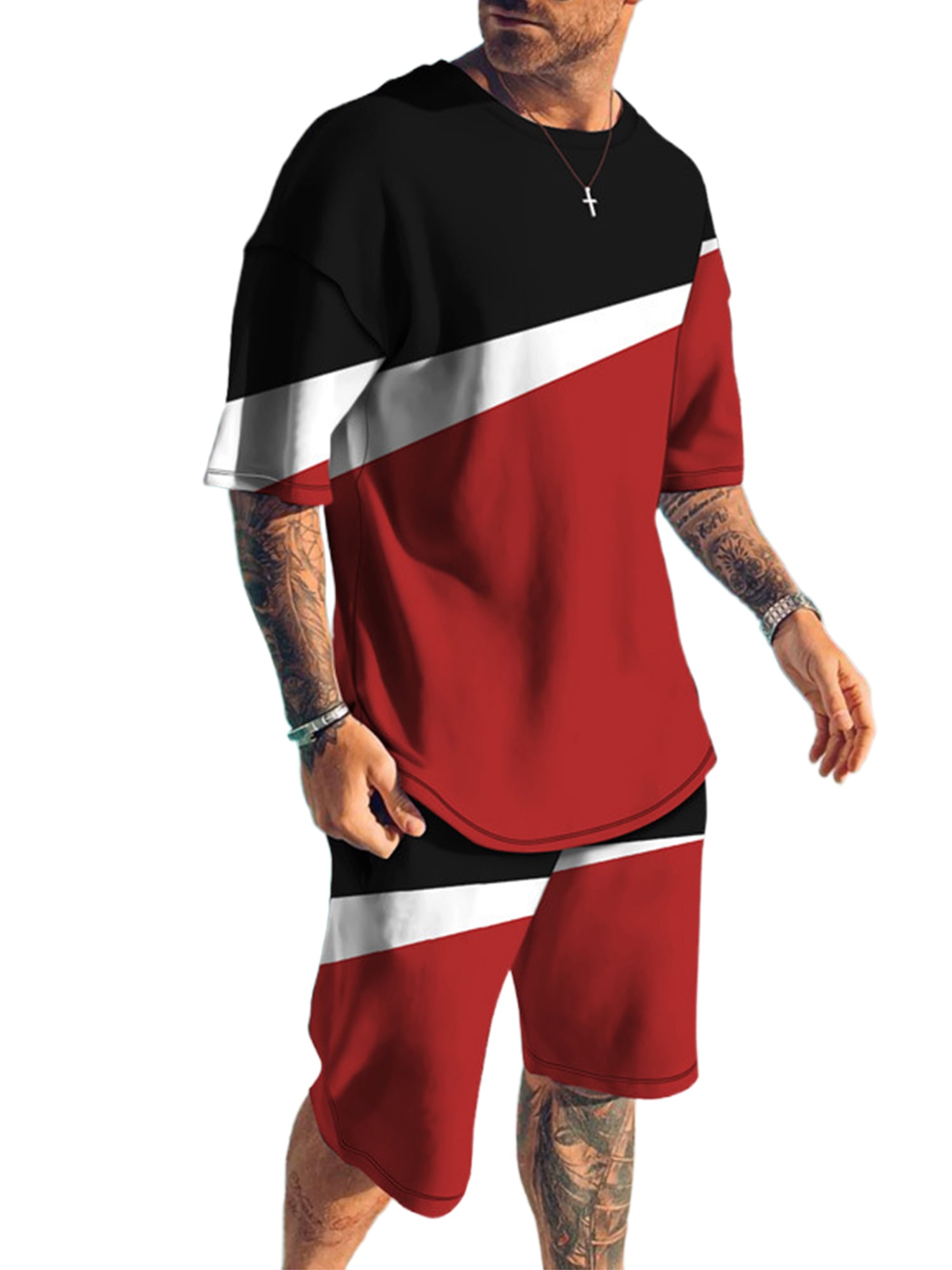 Colisha Mens Lounge Summer Shorts Sets Elastic Waist 2 Pcs Loungewear