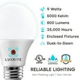thumbnail image 7 of Luxrite A19 LED Dusk to Dawn Light Bulb Enclosed Fixture Rated 5000K Bright White 800 Lumens Rated E26 4-Pack, 7 of 7