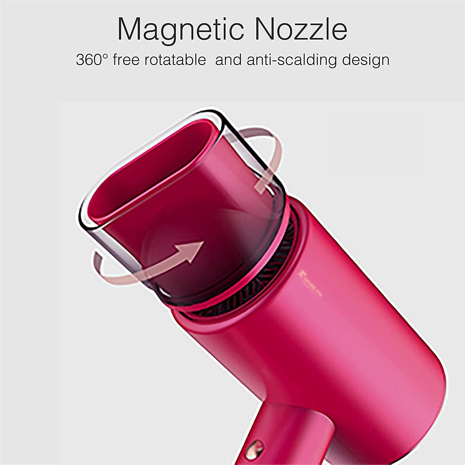 RAINBEAN Patented Water Ionic Hair Dryer 1800W with Magnetic Nozzle for Home Travel and Salon Pink