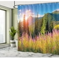 thumbnail image 5 of Ambesonne Nature Shower Curtain, Spring Flowers Mountain, 69"Wx84"L, Green Pink, 5 of 5