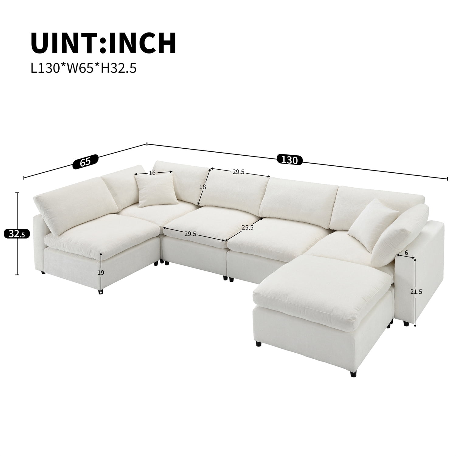 SoarTalent Modern Oversized Modular Sectional Sofa - 3-Seater U-Shaped Cloud Couch With Ottomans, Velvet Camel