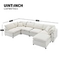 thumbnail image 3 of 130" Oversized Modular Sectional Couch, 6-Seat Chenille Cloud Couch with Ottoman, Convertible U-Shaped Sleeper Sofa, Free Combination Sofa for Living Room, 3 of 8