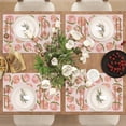 thumbnail image 3 of 4pcs Spring Summer Peach Placemats Table Mats Durable Washable Rustic Linen Vintage Placemats for Home Dinner Party Camping Wedding Table Decoration 12 x 18 Inch, 3 of 6