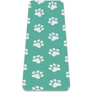 Green Cats Paw Pattern TPE Yoga Mat for Workout & Exercise - Eco-friendly & Non-slip Fitness Mat