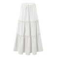 thumbnail image 4 of vigerkar Women's Flowy Flared Ruffle Boho Long Skirt Summer Maxi Skirt Trendy Going Out Outfits White, S, 4 of 6