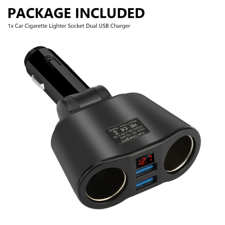 2 Socket Cigarette Lighter Splitter, TSV 120W Cigarette Lighter Adapter, Car  Charger with Dual USB Ports 3.1A Outport for GPS/Dash Cam/Phone/Pad 