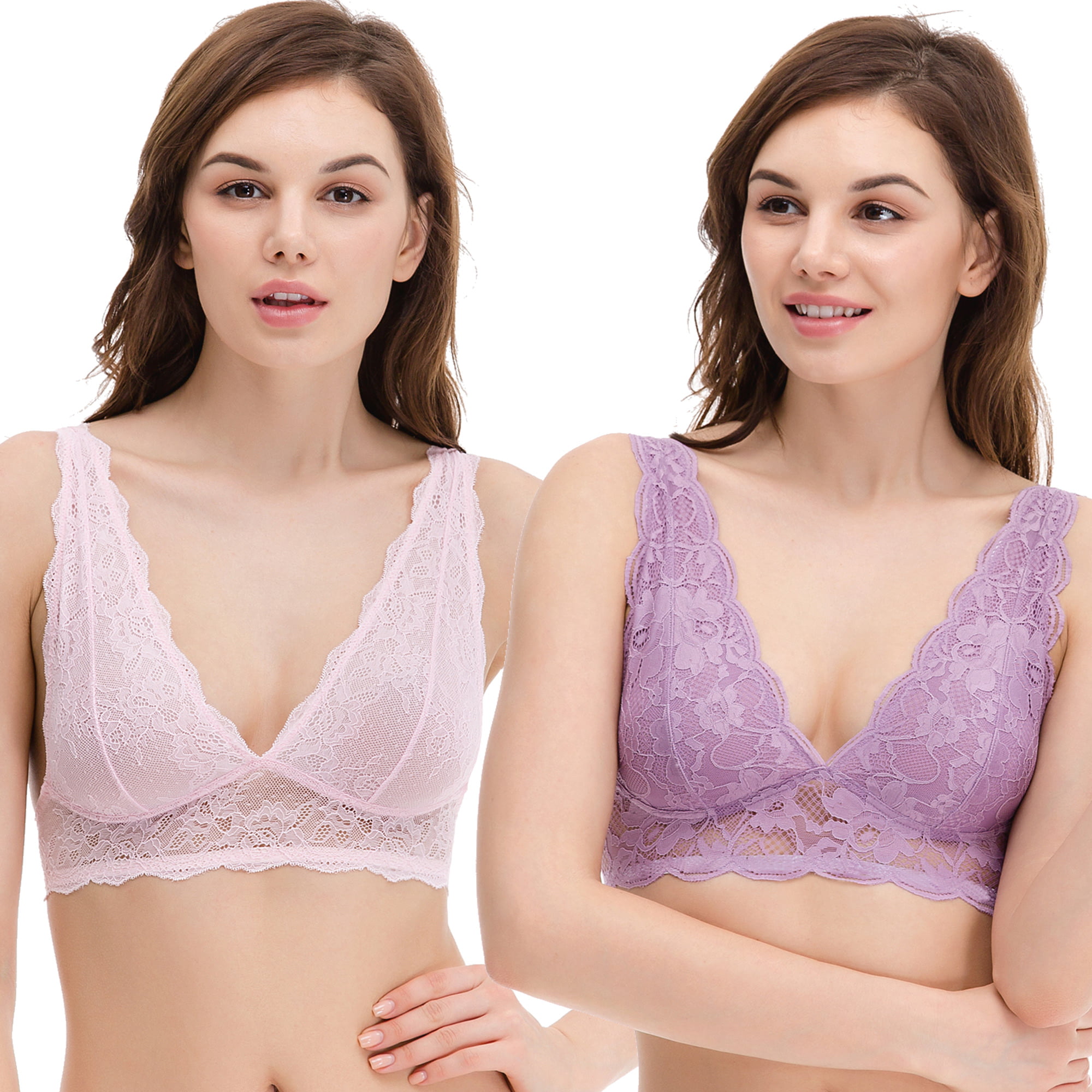 Curve Muse Plus Size Unlined Underwire Lace Bra with Padded Shoulder  Straps-2PK-Pink Print,Nude-40B/90B price in UAE,  UAE