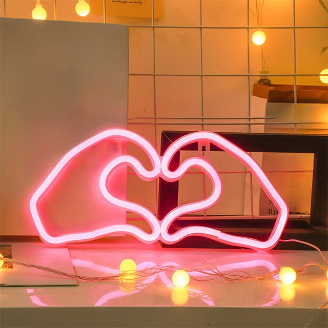 Lámparas De Plástico Luz de neón LED roja en forma de corazón para decoración del Día de San Valentín (1 unidad) JASKFLY