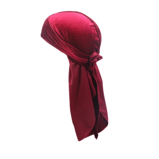 Velour Headwraps Assorted Colors Long Tail Pirate Hat Windproof Single Layer Attractive Elasticity Comfortable Hair Bonnet Wine Red