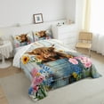 thumbnail image 3 of Feelyou Rustic Highland Cattle Queen Comforter Set, Pink Groovy Floral Bedding Sets, Vintage Lodge Cabin Reversible Bedding Comforter Set, Lightweight Room Decor, 3pcs, 3 of 8