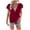 Wine, variant on Samickarr Summer Savings Clearance Plus Size Summer Tops For Women Tops Dressy Casual Tunic Tops To Wear With Leggings Women Summer V-neck Solid Color Short Sleeve Tops