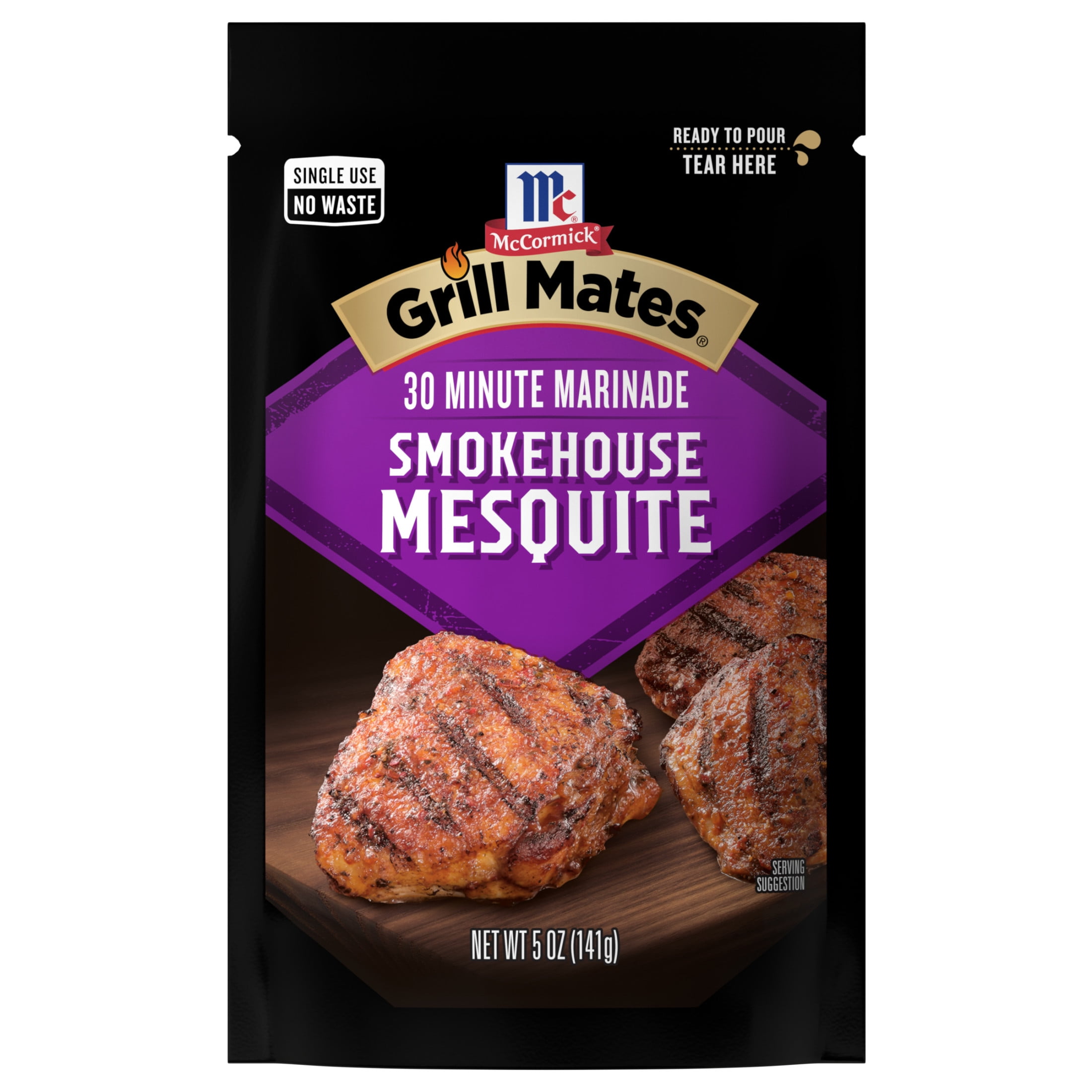 (6 pack) McCormick GRILL MATES Smokehouse Mesquite 30 Minute Marinade, 5.0 oz Pouch