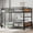 Full XL + Black + Vintage + MDF + Metal, variant on Full over Full Metal Bunk Bed Separable into Loft Bed and Platform Bed with Raised Security Fence, Vintage Wood-Colored, MDF+Metal, Space Saving for Bedroom