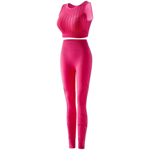 Gamivast 2 Piece Outfits for Women Textured Crop Tank Top & High Waist Leggings Workout Sets Seamless Knit Gym Yoga Running Clothing