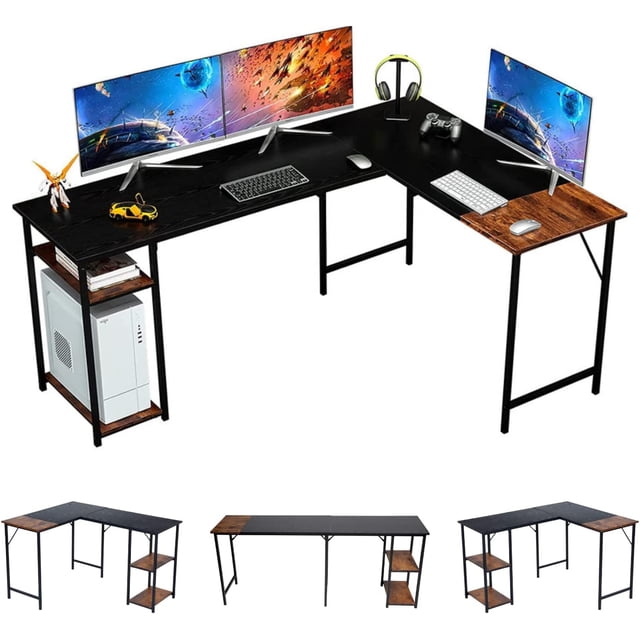Escritorio para computadora en forma de L FurnitureR Moderno