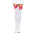 thumbnail image 1 of Jinsinto Chaussettes en Satin Halloween pour Femme Blanc Rouge, Taille Unique, 1 of 5