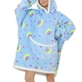 thumbnail image 1 of Wearable Blanket Hoodie, Soft Large Pockets Machine Wash Flannel Blanket Hoodie Cute Pattern Print  For Sleeping For Adult ANGGREK Moon Pony Tamaño promedio para adultos, 1 of 6