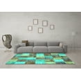 thumbnail image 3 of Ahgly Company Indoor Square Patchwork Turquoise Blue Transitional Area Rugs, 7' Square, 3 of 4