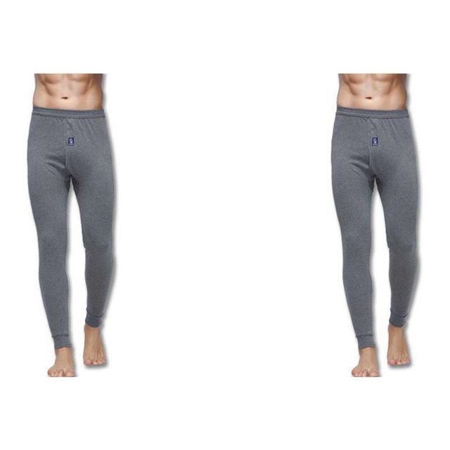 Jumpingount Pantalones de ropa interior térmica para hombres Pantalones de mallas de longitud completa de invierno de color sólido Parte inferior Gris oscuro METRO 2piezas
