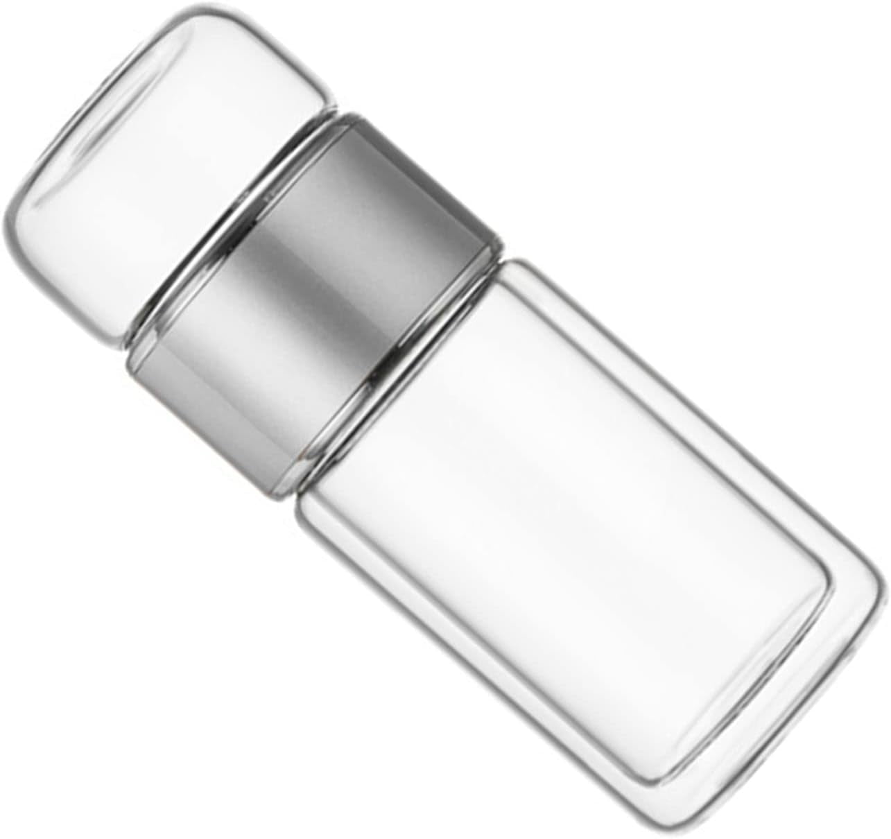 ABPETE Health Gear Tea Infuser Bottle 420ml - Leak-Proof Double Layer Stainless Steel & Glass Tea Bottle with Water Separation for Home, Office & Travel (Silver)