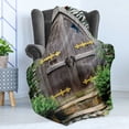 thumbnail image 4 of Rustic Soft Flannel Fleece Blanket, Unique Castle Traditional Middle Age Heritage Fairy Doorway Aged Entrance Picture, Cozy Plush for Indoor and Outdoor Use, 50" x 70", Brown Green, by Ambesonne, 4 of 5