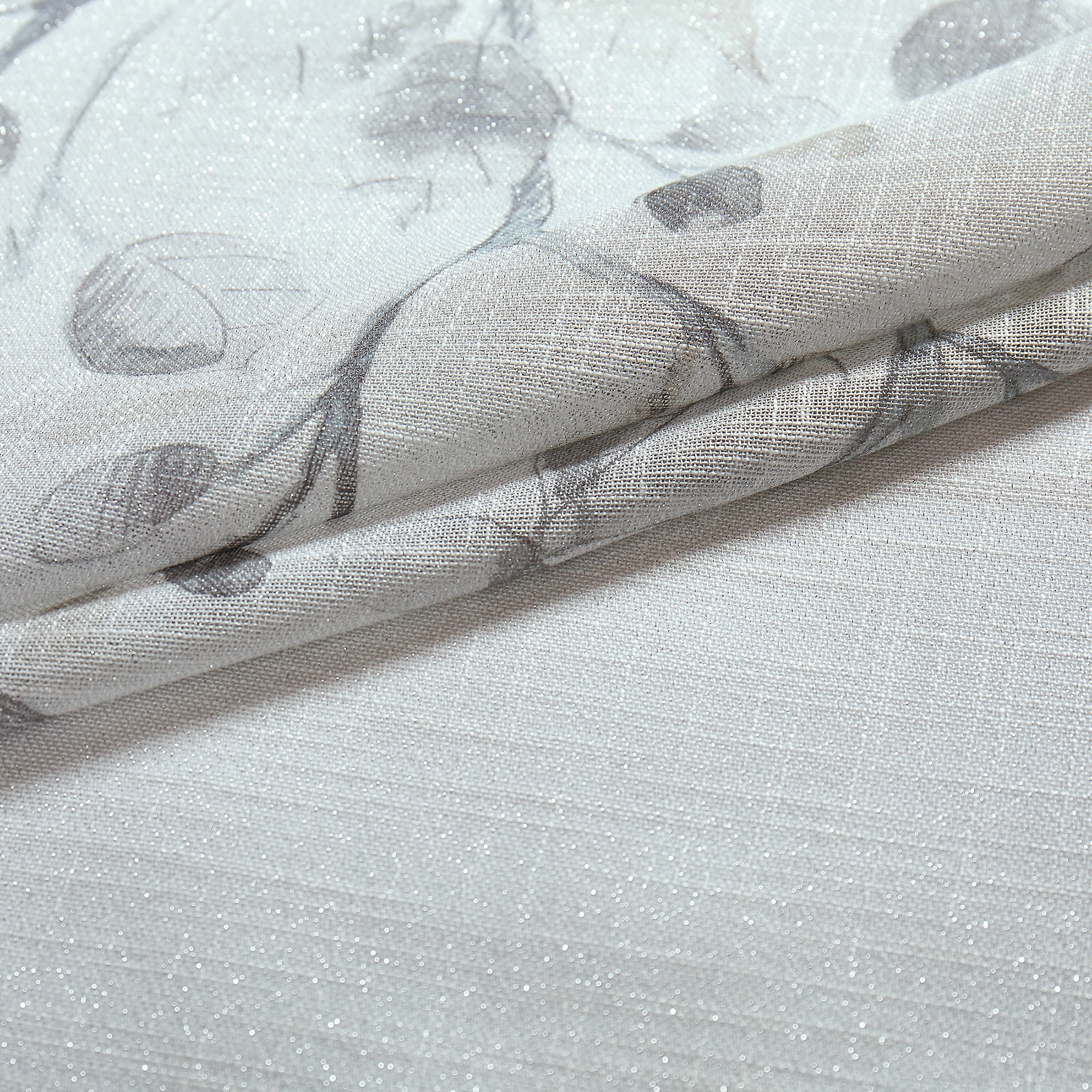 Uptown Home Leaf Rustic Gray Tan Textured Metallic Sheer Autumn Fall Grommet Top Curtains, 40"x84", 2 Panels