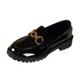 thumbnail image 2 of BLTIBY Women's Chunky Heel Loafers Buckle Decor Patent Leather Fashion Preppy Style Dress Shoes Black 2 43, 2 of 8