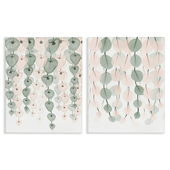 Stupell Industries Translucent Hanging Vines Green Pink Foliage Photography Gallery-Wrapped Canvas Print Wall Art Set of 2, 16x20, by Albert Koetsier