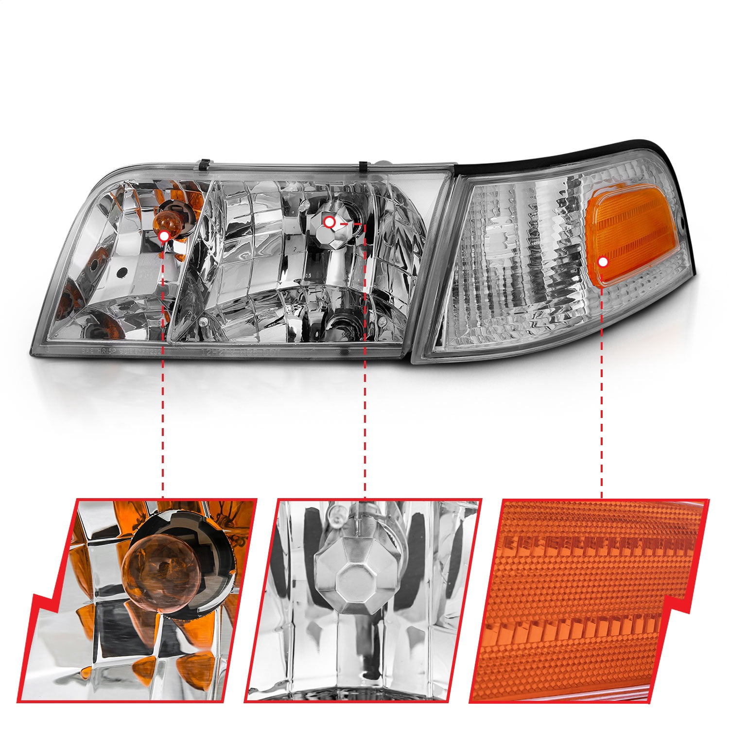 ANZO USA 121556 Crystal Headlights Fits select: 1998-2011 FORD CROWN VICTORIA