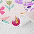 thumbnail image 5 of Manfei Colorful Cartoon Unicorn Quilt Full,Floral Print Full Bedspread Sets,Light Pink,3pcs, 5 of 7