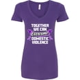 thumbnail image 3 of Inktastic Together We Can Overcome Domestic Violence with White Text Women's V-Neck T-Shirt, 3 of 5