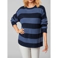 thumbnail image 4 of Women Fashion Wild Sweater Contrast Color Stripe Round Neck Long Sleeve Knitted Pullovers Autumn Winter Loose Casual Tops, 4 of 9