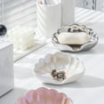 thumbnail image 4 of SIEYIO Modern Ceramic Soap Tray Slanted Drainage Channel Glossy Finish Seashells Shape Bath Countertop Storage For Homes, 4 of 17